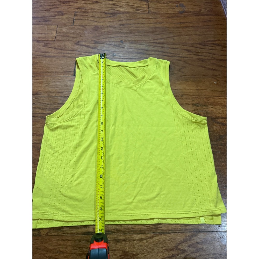 Lululemon Train to Be Tank Top Neon Yellow Lime Green Mesh Athletic Crop Tank - Picture 3 of 5
